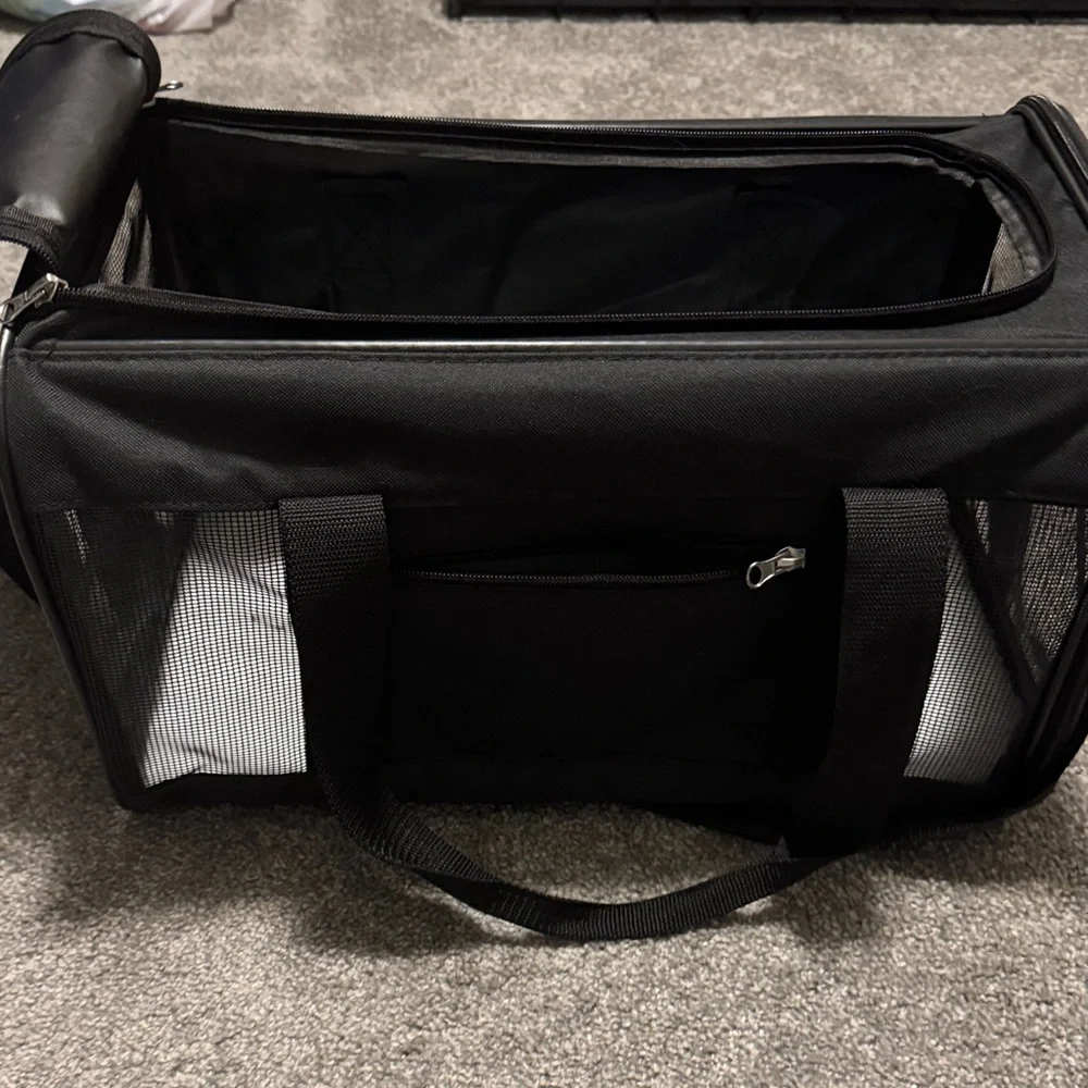 Compact Black Small Pet Carrier with Multiple Carry Handles